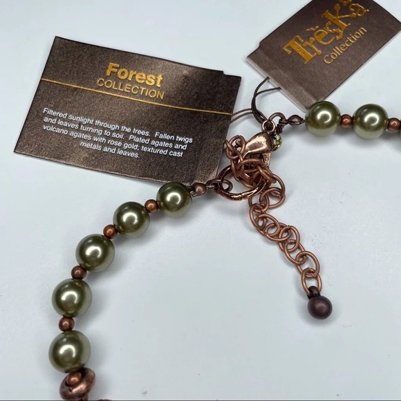 TRESKA FOREST COLLECTIONS BEADED LEAF NECKLACE NWT - Picture 4 of 6